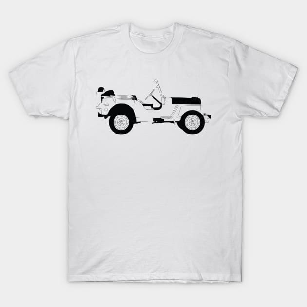 Willys Black Outline T-Shirt by kindacoolbutnotreally